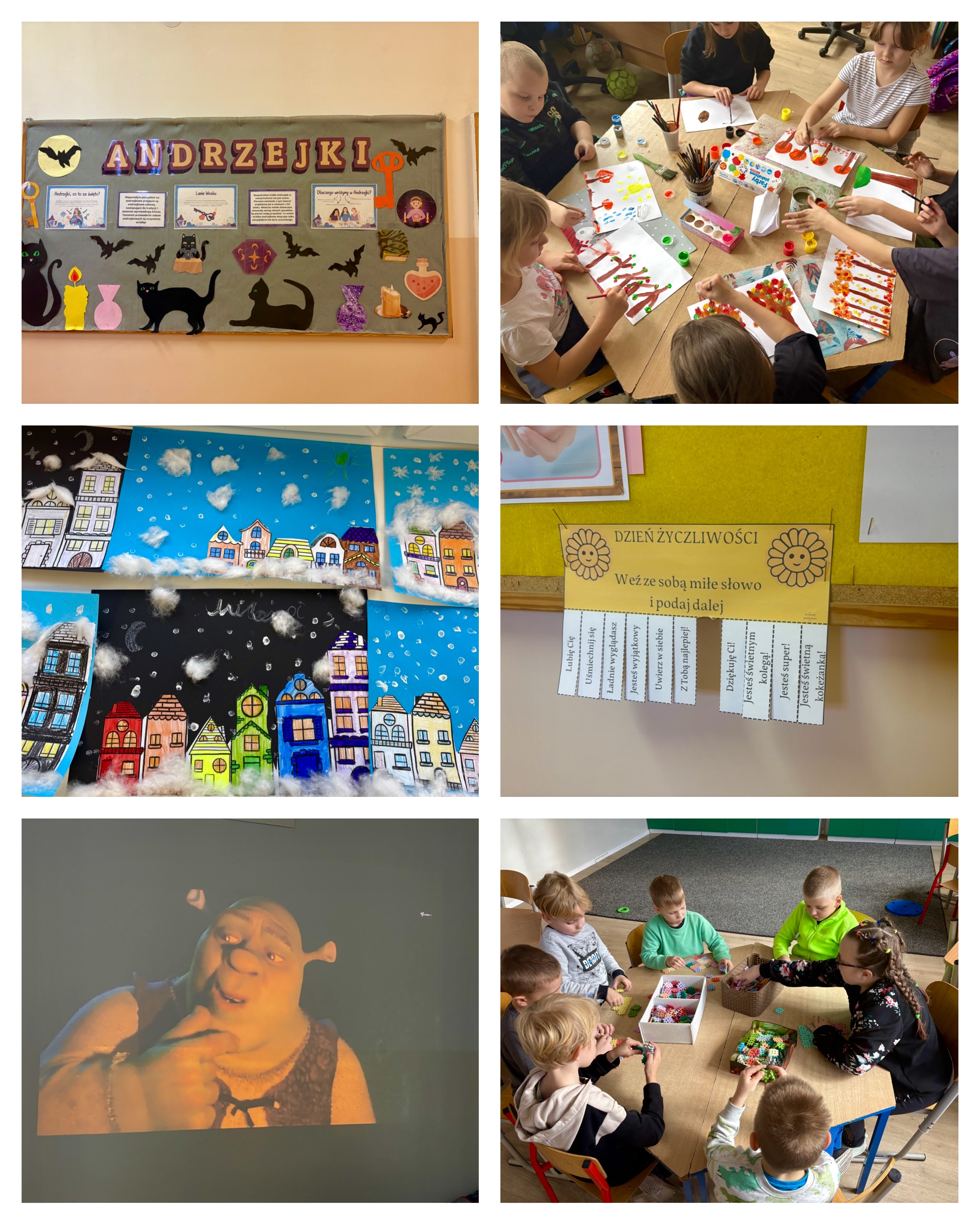 kolaż zdjęć zrobionych podczas zajęć w świetlicy szkolnej