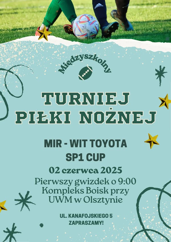 Plakat zapraszający na międzyszkolny turniej piłki nożnej